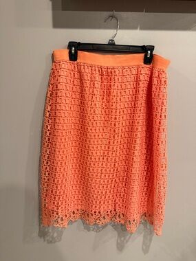 Crochet Midi Skirt in Coral